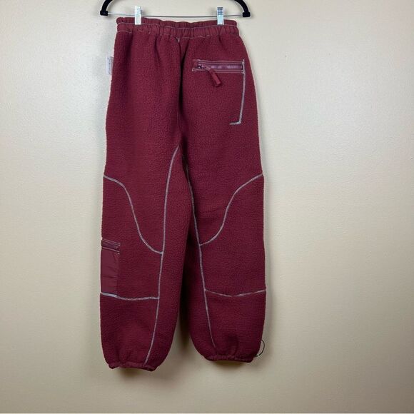 NWT Free People Sweatpants Fuzzy Burgundy Oversized Size S - Picture 5 of 9